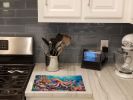 Octopus Among Coral Glass Cutting Board Decorative Tempered Glass Kitchen Cutting and Serving Board Large Size Chopping Board