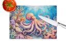 Octopus Among Coral Glass Cutting Board Decorative Tempered Glass Kitchen Cutting and Serving Board Large Size Chopping Board