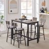 Bar Table Set with 4 Bar stools PU Soft seat with backrest, Grey, 47.24'' L x 23.62'' W x 35.43'' H