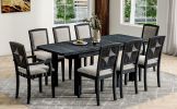 TOPMAX Rustic Extendable 84inch Dining Table Set with 24inch Removable Leaf , 6 Upholstered Armless Dining Chairs and 2 Padded Arm Chairs, 9 Pieces
