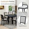 TOPMAX Rustic Extendable 84inch Dining Table Set with 24inch Removable Leaf , 6 Upholstered Armless Dining Chairs and 2 Padded Arm Chairs, 9 Pieces