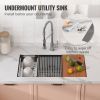 VEVOR Kitchen Sink, 304 Stainless Steel Drop-In Sinks, Undermount Single Bowl Basin with Ledge and Accessories