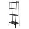 Metal 4 Shelf Bookcase, Multifunctional Ladder-Shaped Plant Flower Stand Rack Bookrack Storage Shelves, Black
