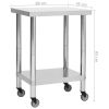 Kitchen Work Table with Wheels 31.5"x17.7"x33.5" Stainless Steel