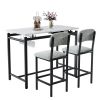 Kitchen Table Set, Dining Table and Chairs for 2, 3 Piece Dining Room Table Set with 2 Upholstered Chairs, Bar Dining Table Set for Small Spaces
