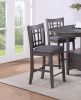 Contemporary Dining Room Counter Height 5pc Dining Set Round Table w Leaf And 4x Side Chairs Gray Finish Solid wood