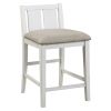 Transitional Design White and Gray Finish 3-piece Pack Counter Height Set Table w Display Shelf USB ports and 2x Counter Height Chairs Fabric Upholste