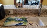 Blue Heron Stalking Prey Dish Drying Mat Absorbent Dish Drying Mat Pad for Kitchen Counter Dish Drainer Mat for Countertop, 14 x 21", Multicolor