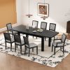 TOPMAX Rustic Extendable 84inch Dining Table Set with 24inch Removable Leaf , 6 Upholstered Armless Dining Chairs and 2 Padded Arm Chairs, 9 Pieces