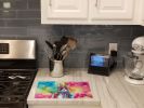 Hippie Animal Rabbit Glass Cutting Board Decorative Tempered Glass Kitchen Cutting and Serving Board Large Size Chopping Board
