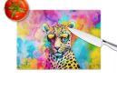 NEW Hippie Animal Leopard Glass Cutting Board Decorative Tempered Glass Kitchen Cutting and Serving Board Large Size Chopping Board