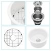 18 Inch Dual Mounted Single Bowl Ceramic Circular Kitchen Sink with Drain Assembly and Bottom grid