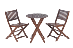3-Piece Acacia Wood Bistro Set, Wooden Folding Patio Furniture for Garden Backyard Balcony Porch w/ 1 Coffee Table and 2 Foldable Chairs