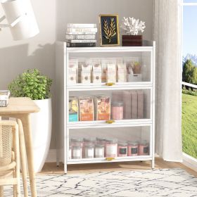 4-Level Flip Door Metal Cabinet (Option: White 3Doors)