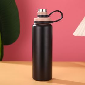 Sports Water Cup 304 Stainless Steel Outdoor Sports Portable Sling Cup (Color: black)