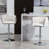 360¬∞ Fabric cover Swivel Bar Stools Set of 2, Adjustable Counter Height Bar Chairs with Woven Back & Footrest