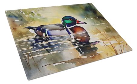 NEW Wood Duck Glass Cutting Board Decorative Tempered Glass Kitchen Cutting and Serving Board Large Size Chopping Board (Default: Default)