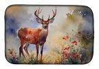 Deer Dish Drying Mat Absorbent Dish Drying Mat Pad for Kitchen Counter Dish Drainer Mat for Countertop, 14 x 21", Multicolor