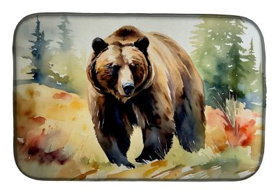 Grizzly Bear Dish Drying Mat Absorbent Dish Drying Mat Pad for Kitchen Counter Dish Drainer Mat for Countertop, 14 x 21", Multicolor (Default: Default)