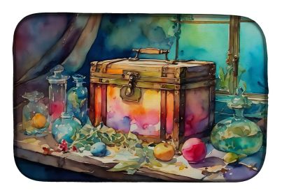 Treasure Chest Dish Drying Mat Absorbent Dish Drying Mat Pad for Kitchen Counter Dish Drainer Mat for Countertop, 14 x 21", Multicolor (Default: Default)