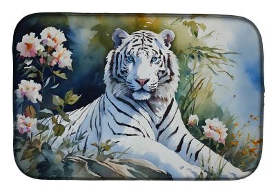 White Tiger Dish Drying Mat Absorbent Dish Drying Mat Pad for Kitchen Counter Dish Drainer Mat for Countertop, 14 x 21", Multicolor (Default: Default)