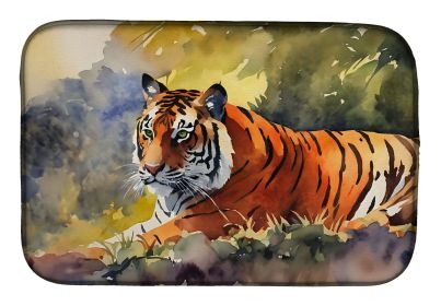 Bengal Tiger Dish Drying Mat Absorbent Dish Drying Mat Pad for Kitchen Counter Dish Drainer Mat for Countertop, 14 x 21", Multicolor (Default: Default)