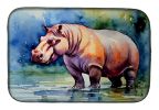 Hippopotamus Dish Drying Mat Absorbent Dish Drying Mat Pad for Kitchen Counter Dish Drainer Mat for Countertop, 14 x 21", Multicolor