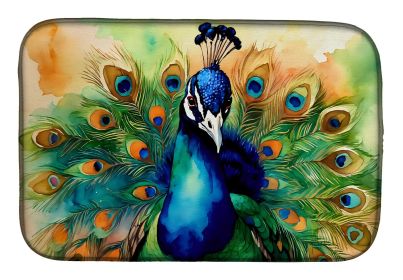 Peacock Dish Drying Mat Absorbent Dish Drying Mat Pad for Kitchen Counter Dish Drainer Mat for Countertop, 14 x 21", Multicolor (Default: Default)
