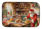 Cookies with Santa Claus Papa Noel Dish Drying Mat Absorbent Dish Drying Mat Pad for Kitchen Counter Dish Drainer Mat for Countertop, 14 x 21"