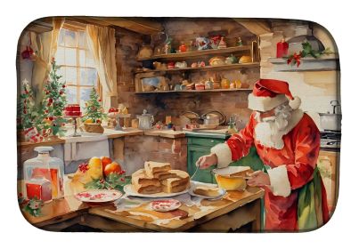 Cookies with Santa Claus Papa Noel Dish Drying Mat Absorbent Dish Drying Mat Pad for Kitchen Counter Dish Drainer Mat for Countertop, 14 x 21" (Default: Default)
