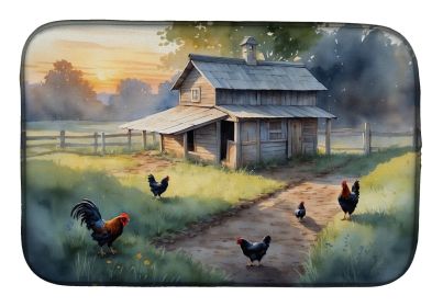 Chicken Coop at Dawn Dish Drying Mat Absorbent Dish Drying Mat Pad for Kitchen Counter Dish Drainer Mat for Countertop, 14 x 21", Multicolor (Default: Default)