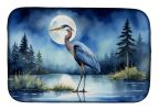 Blue Heron Under the Moonlight Dish Drying Mat Absorbent Dish Drying Mat Pad for Kitchen Counter Dish Drainer Mat for Countertop, 14 x 21", Multicolor