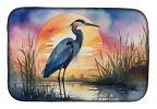 Blue Heron Setting Sun Dish Drying Mat Absorbent Dish Drying Mat Pad for Kitchen Counter Dish Drainer Mat for Countertop, 14 x 21", Multicolor