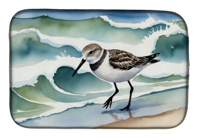 Sanderling Racing the Tide Dish Drying Mat Absorbent Dish Drying Mat Pad for Kitchen Counter Dish Drainer Mat for Countertop, 14 x 21", Multicolor (Default: Default)