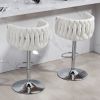 360¬∞ Fabric cover Swivel Bar Stools Set of 2, Adjustable Counter Height Bar Chairs with Woven Back & Footrest
