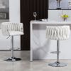 360¬∞ Fabric cover Swivel Bar Stools Set of 2, Adjustable Counter Height Bar Chairs with Woven Back & Footrest