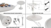White circular dining table, 31.5 "tulip dining table, kitchen dining table for 2-4 people, MDF tabletop and base