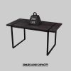 59" MDF black wooden dining table and modern dining chair 4-piece set, medieval wooden kitchen dining table set, rectangular metal base