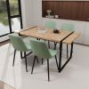 59" MDF light wood dining table and modern dining chair 4-piece set, medieval wooden kitchen dining table set, rectangular metal base