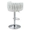 360¬∞ Fabric cover Swivel Bar Stools Set of 2, Adjustable Counter Height Bar Chairs with Woven Back & Footrest