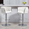 360¬∞ Fabric cover Swivel Bar Stools Set of 2, Adjustable Counter Height Bar Chairs with Woven Back & Footrest