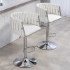 360¬∞ Fabric cover Swivel Bar Stools Set of 2, Adjustable Counter Height Bar Chairs with Woven Back & Footrest