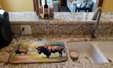 Wood Bison Dish Drying Mat Absorbent Dish Drying Mat Pad for Kitchen Counter Dish Drainer Mat for Countertop, 14 x 21", Multicolor
