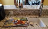 Bengal Tiger Dish Drying Mat Absorbent Dish Drying Mat Pad for Kitchen Counter Dish Drainer Mat for Countertop, 14 x 21", Multicolor