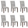 Dining Table Set for 6, 7 Piece Kitchen Table Chairs Set, 1.8" Thickness Tabletop and V-shaped Table Legs