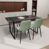 59" MDF black wooden dining table and modern dining chair 4-piece set, medieval wooden kitchen dining table set, rectangular metal base